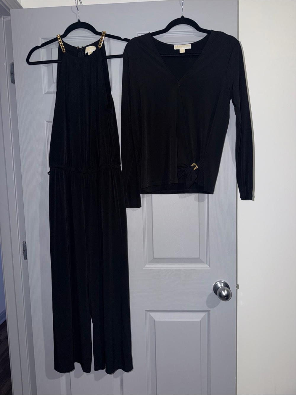Michael Kors Black Halter Jumpsuit with Matching Black Blouse